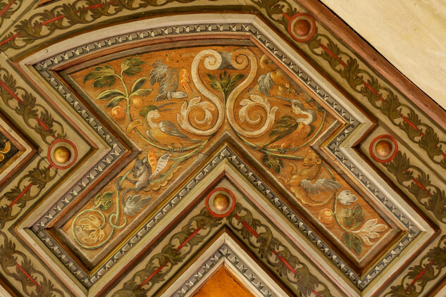 Hrad Švihov, Jižní sál, Dobrovický strop, ukázka groteskové kazety