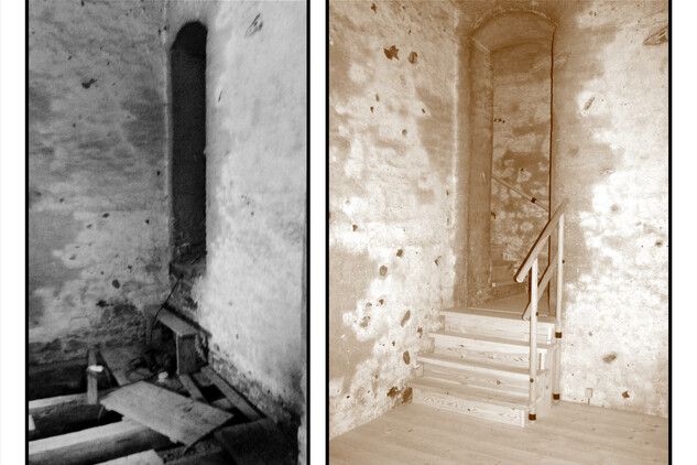 HRAD ŠVIHOV - Vnitřní prostory věže před a po rekonstrukci